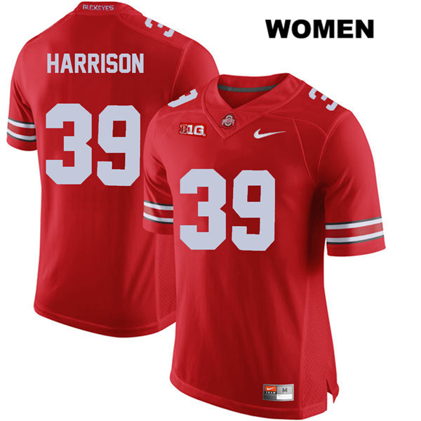 Ohio State Buckeyes Women's Malik Harrison #39 Red Authentic Nike College NCAA Stitched Football Jersey AR19X60ZE